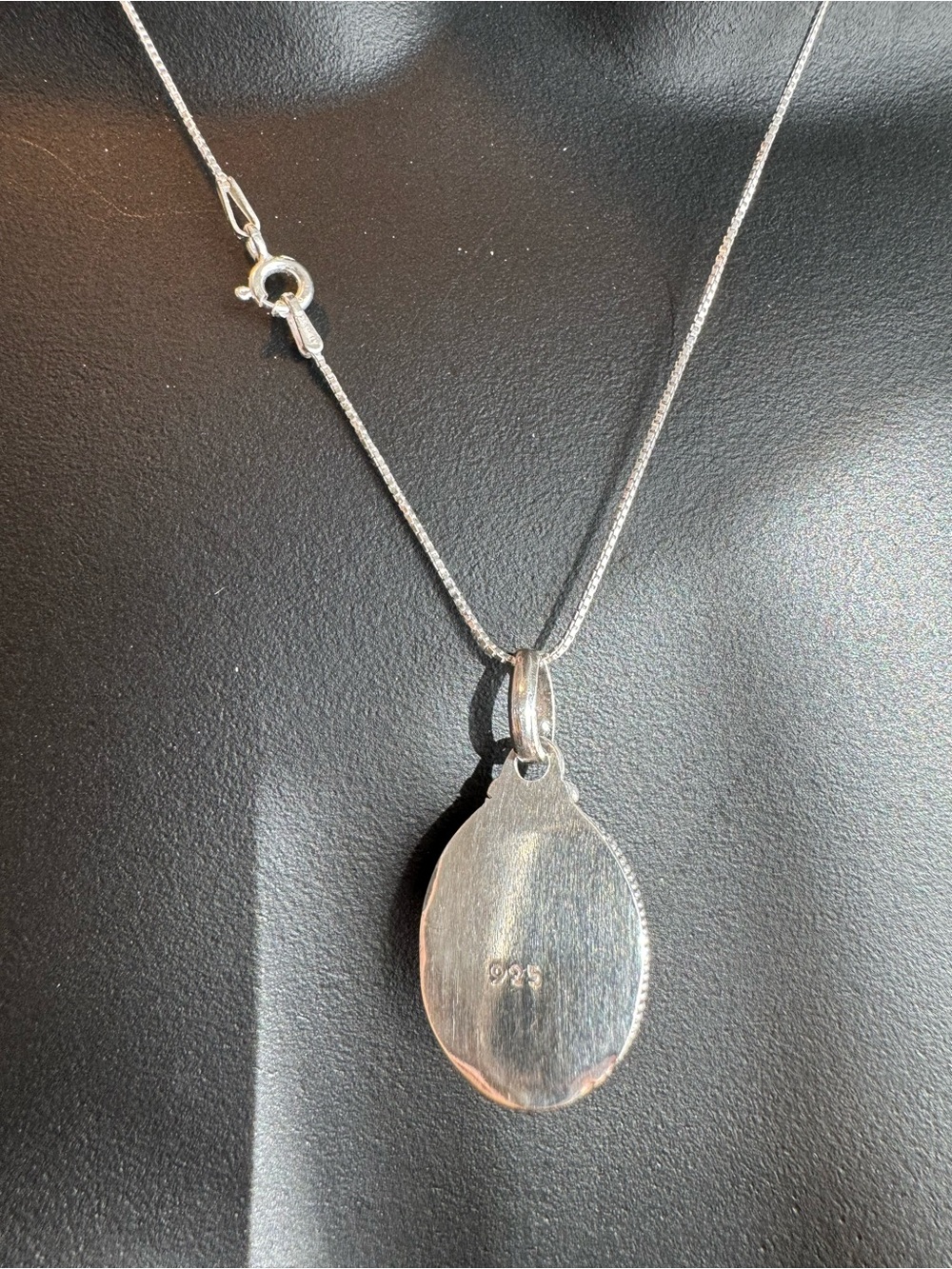 Sterling Silver Cabochon Necklace 16" Sterling box chain - Picture 2 of 4